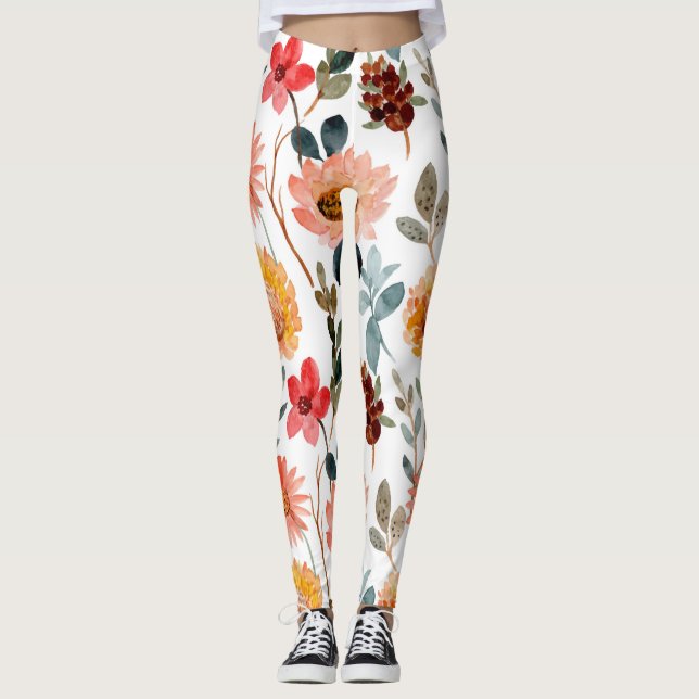 Vattenfärgad blommigt leggings (Framsida)