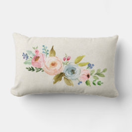 Vattenfärgad blommigt lumbarkudde