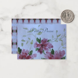 Vattenfärgad Blommigt med Rosa och blå Anteckningskort