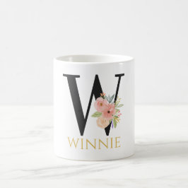 Vattenfärgad Blommigt Monogram kaffe Mugg