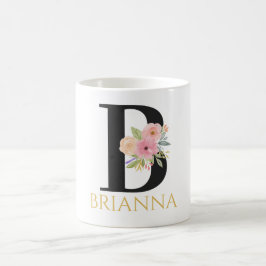 Vattenfärgad Blommigt Monogram kaffe Mugg