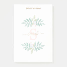 Vattenfärgad Blommigt Monogram Post-it Block