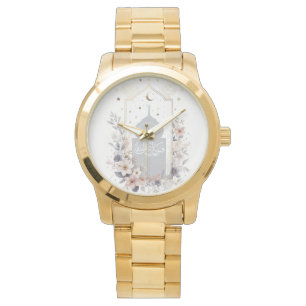 Vattenfärgad Blommigt Motivational Islamic Quran Q Armbandsur