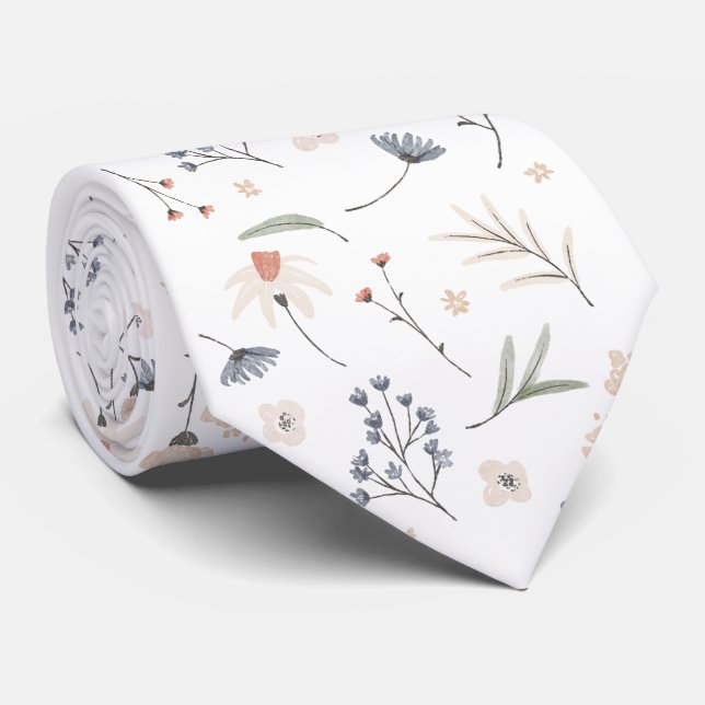 Vattenfärgad blommigt och lövgig mönster. Neck tie Slips (Rullad)