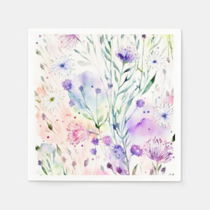 Vattenfärgad blommigt pappersservett