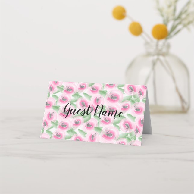 Vattenfärgad Blommigt Placeringskort (Framsida)