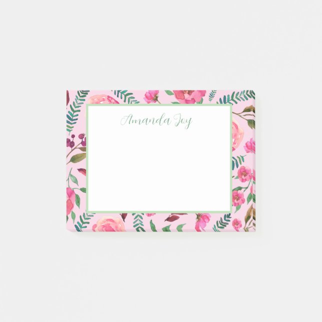 Vattenfärgad Blommigt Post-it Block (Framsida)
