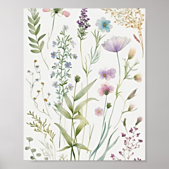 Vattenfärgad blommigt poster (Framsidan)