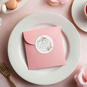 Vattenfärgad Blommigt Quinceanera Runt Klistermärke