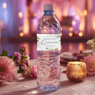 Vattenfärgad Blommigt Quinceanera Vattenflaskor Etikett