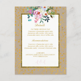 Vattenfärgad Blommigt Ro Boho Bröllop Guld Meddelande Vykort