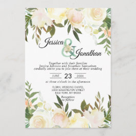 Vattenfärgad Blommigt Rosa Elfenbenskusten Bröllo Inbjudningar