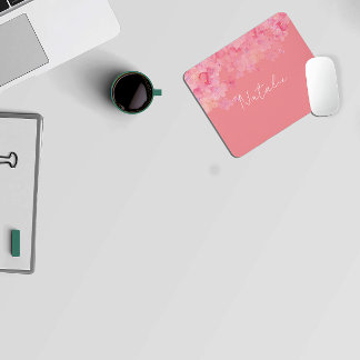 Vattenfärgad blommigt rosa koral namn musmatta