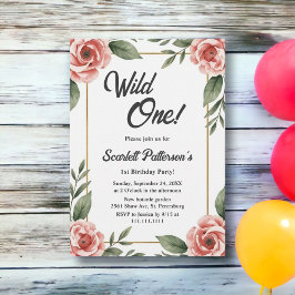 Vattenfärgad Blommigt Rustic Boho Vild En födelsed Inbjudningar