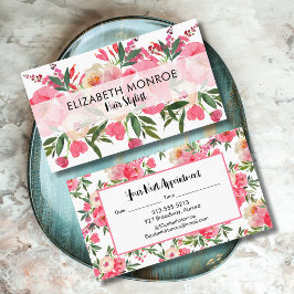 Vattenfärgad Blommigt Salon Hair Stylist Makeup Ar Visitkort