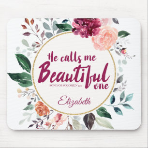 Vattenfärgad Blommigt Sång i Solomon Scripture Musmatta