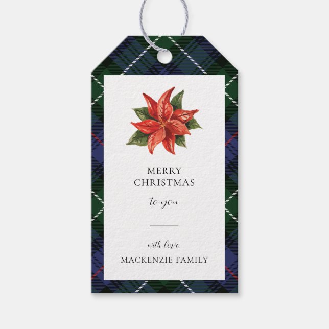 Vattenfärgad Blommigt Skriptskript Rustik jul Presentetikett (Framsidan)