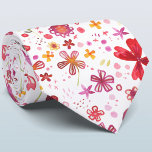 Vattenfärgad Blommigt Slips<br><div class="desc">Handmålad vattenfärgsdesign i blommigten rik röd, rosa och gult på vit bakgrund. Originalkonst av Nic Squirrell.</div>
