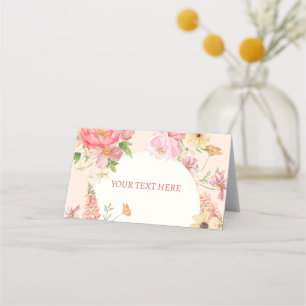 Vattenfärgad blommigt smör kräm bröllop bord placeringskort