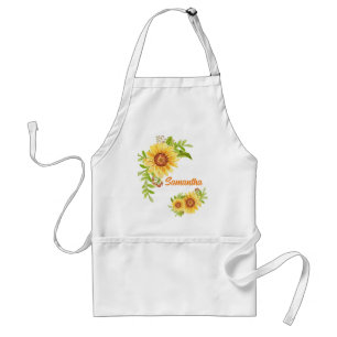 Vattenfärgad Blommigt Solros Apron Förkläde