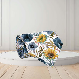 Vattenfärgad Blommigt Solrosblå blomma Slips