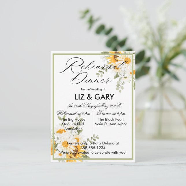 Vattenfärgad Blommigt Solrossolrosdyna Vykort (Stående Fram)