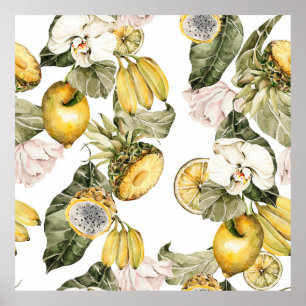 Vattenfärgad blommigt sömlös mönster. Handmålat l Poster