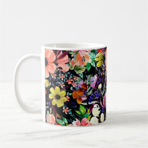 Vattenfärgad blommigt sömlös mönster. Olika kn Kaffemugg