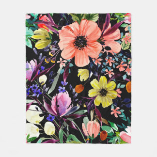 Vattenfärgad blommigt sömlös mönster. Olika knoppa Fleecefilt