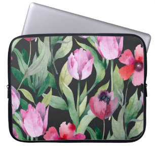 Vattenfärgad blommigt, sömlös vacker mönster. laptop fodral