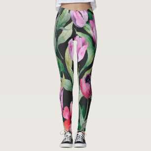 Vattenfärgad blommigt, sömlös vacker mönster. leggings