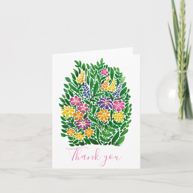 Vattenfärgad Blommigt Tack (Framsida)