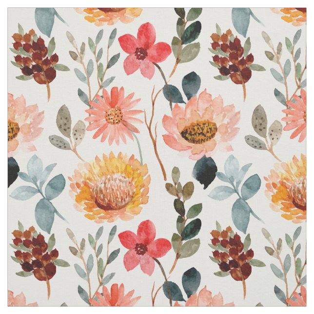 Vattenfärgad blommigt tyg (Provkarta)