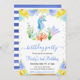 Vattenfärgad Blommigt Undervattenssjöfågel Inbjudningar