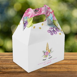 Vattenfärgad Blommigt Unicorn Birthday Presentaskar
