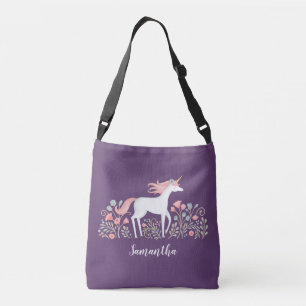 Vattenfärgad Blommigt Unicorn Tote Bag Axelväska