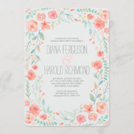 Vattenfärgad Blommigt Utandning Förlovningsfest Inbjudningar