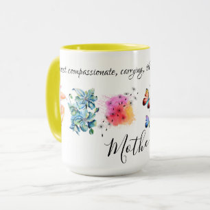 Vattenfärgad Blommigt Utandning i Vivid Rainbow Fä Mugg