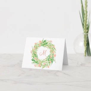 Vattenfärgad Blommigt Utandning Monogram Anteckningskort