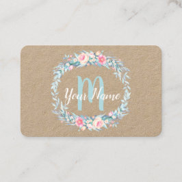 Vattenfärgad Blommigt Utandning Monogram Inledande Visitkort