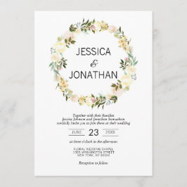 Vattenfärgad Blommigt Utandning Rosa Beige White B Inbjudningar