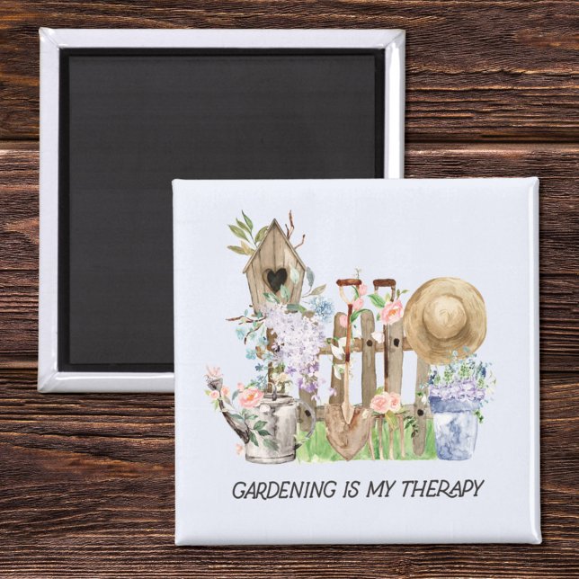 Vattenfärgad Blommigt  Verktyg och offert Magnet (Close up on wood)