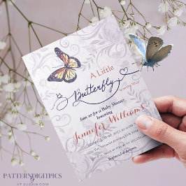 Vattenfärgad Blommigt Whimsical Butterfly Baby Sho Inbjudningar