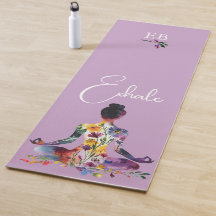 Vattenfärgad Blommigt Woman Meditation Monogram