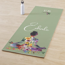 Vattenfärgad Blommigt Woman Meditation Monogram