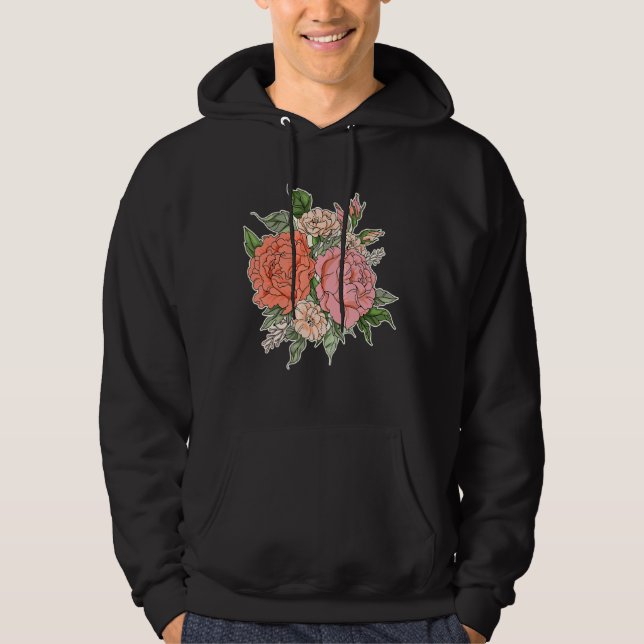 Vattenfärgad Blomsterträdgård Hoodie (Framsida)