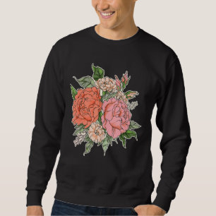 Vattenfärgad Blomsterträdgård Lång Ärmad Tröja