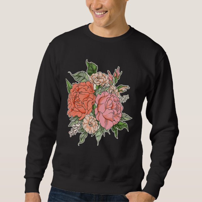 Vattenfärgad Blomsterträdgård Lång Ärmad Tröja (Framsida)