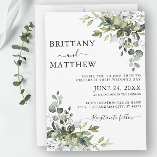 Vattenfärgad botanik Greenery Calligraphy Bröllop Inbjudningar