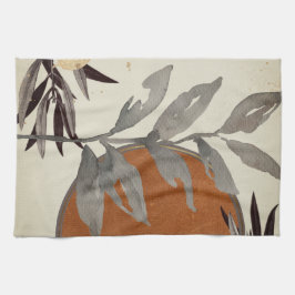 Vattenfärgad botanisk Orange Kökshandduk